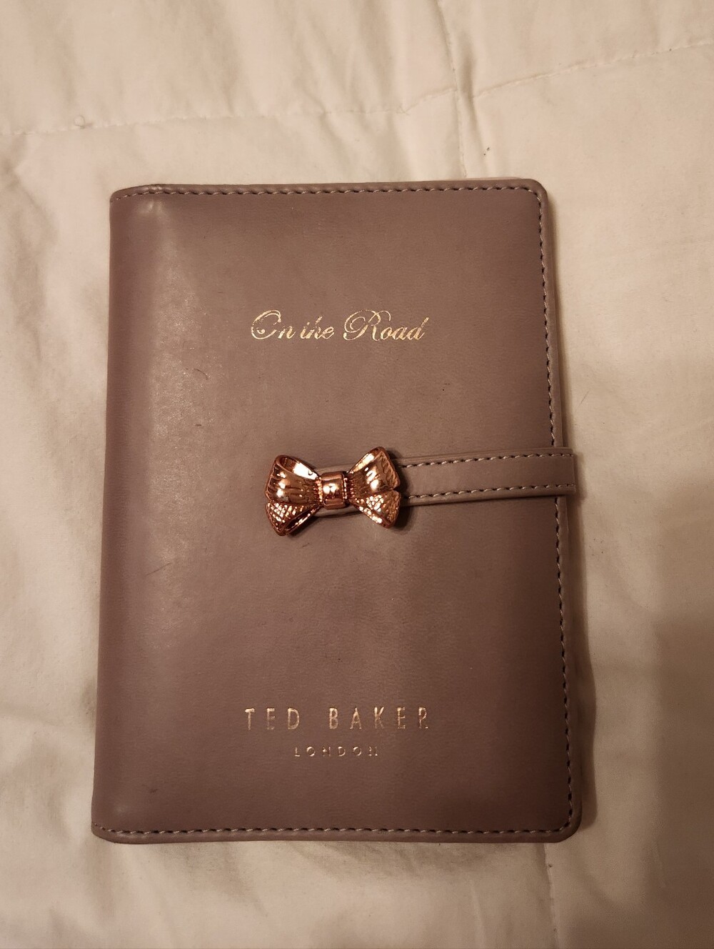 Ted Baker Gray Bow-Accent Passport Holder